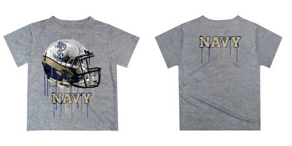 Naval Academy Midshipmen Original Dripping Football Helmet Heather Gray T-Shirt by Vive La Fete