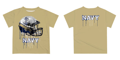 Naval Academy Midshipmen Original Dripping Football Helmet Gold T-Shirt by Vive La Fete