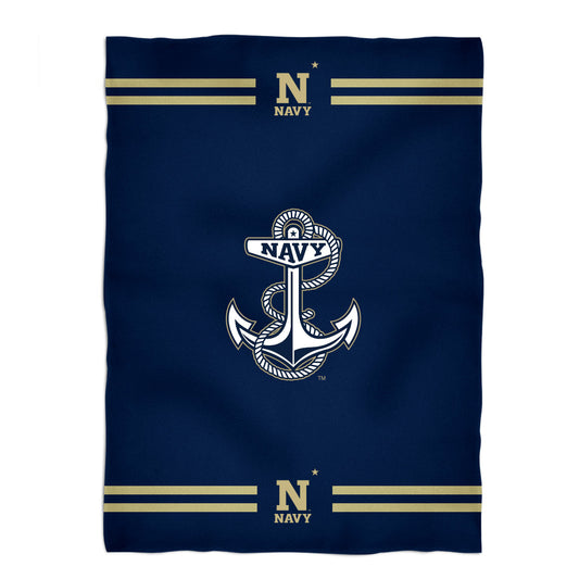 US Naval Naval Academy Game Day Soft Premium Fleece Navy Throw Blanket 40 x 58 Logo and Stripes