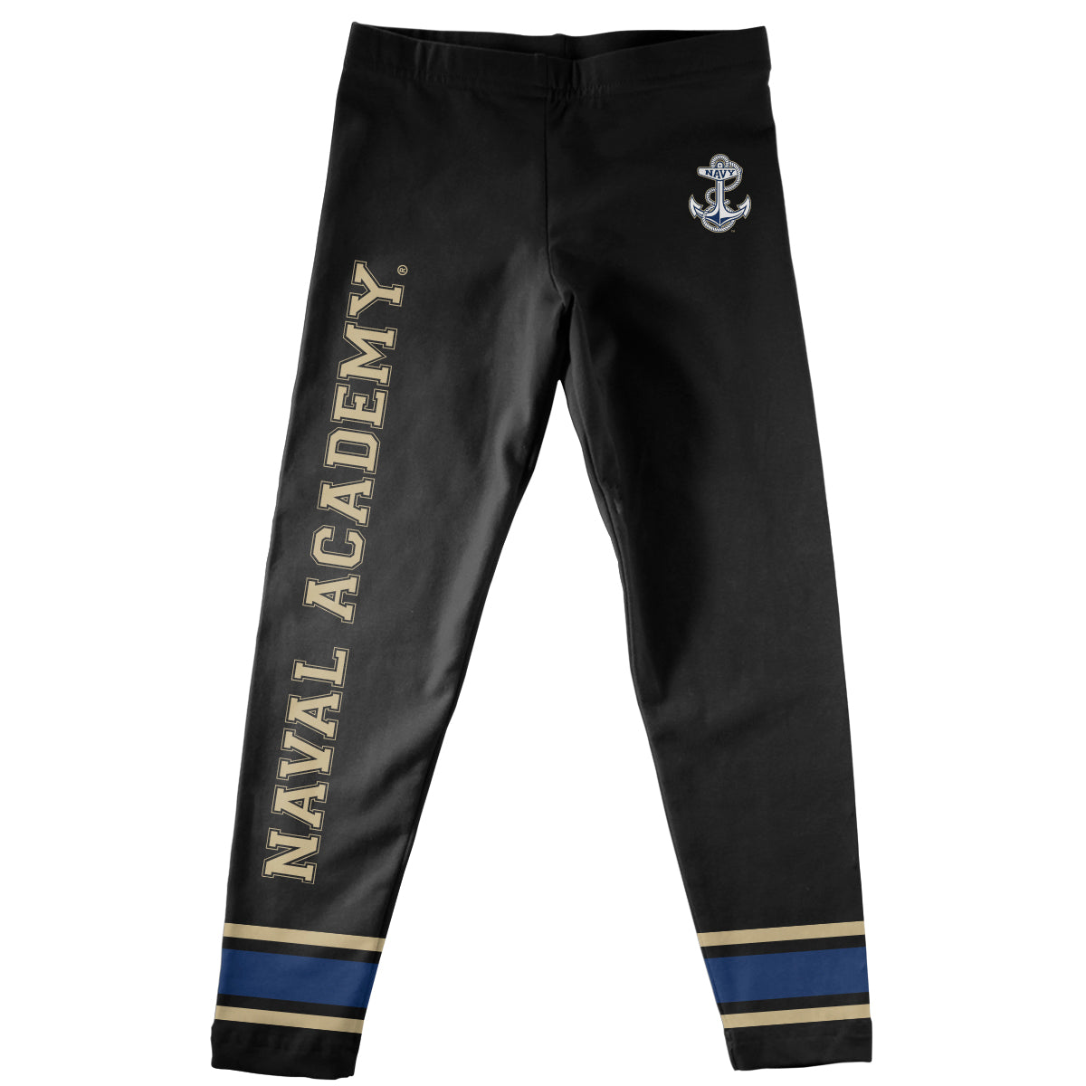 United States Naval Academy Verbiage And Logo Black Stripes Leggings