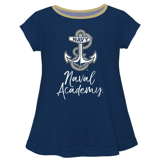 United State Naval Academy Solid Big Navy Blue Girls Laurie Top by Vive La Fete