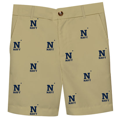 United States Naval Academy USNA All Over Gold Print Structured Short