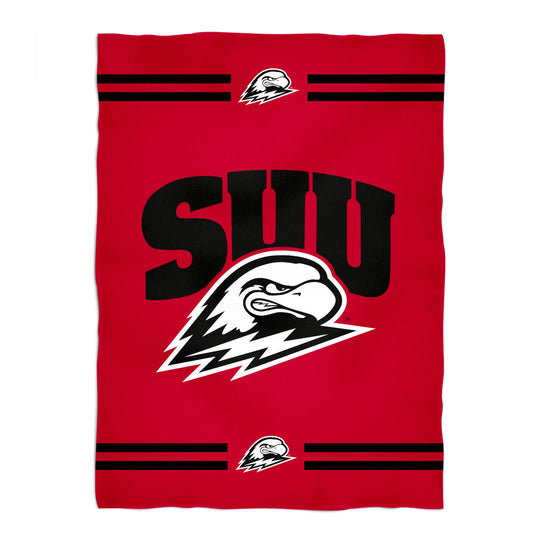Southern Utah University Thunderbirds Game Day Soft Premium Fleece Red Throw Blanket 40 x 58 Logo and Stripes