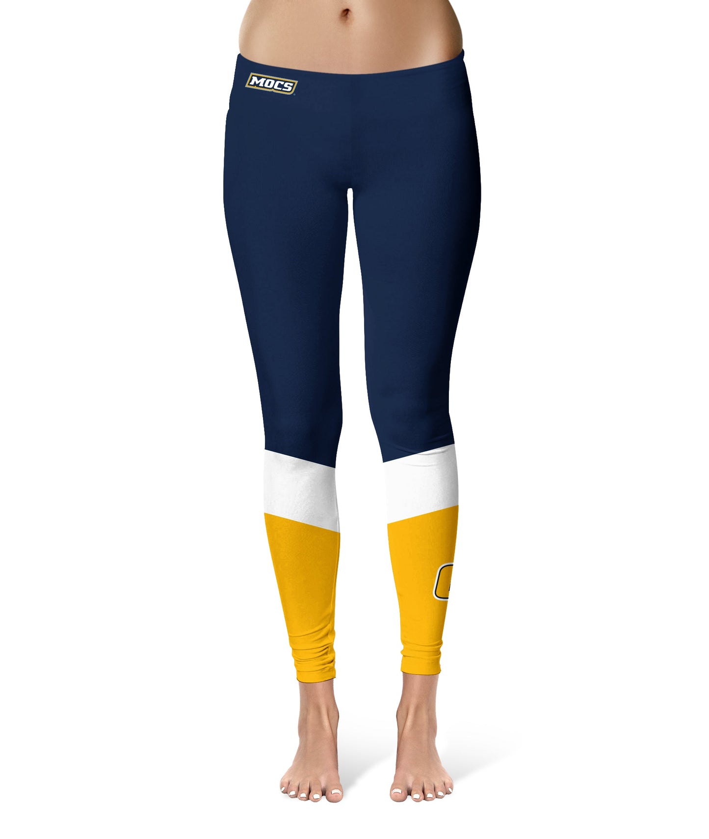 Tennessee Chattanooga MOCS Vive La Fete Game Day Collegiate Ankle Color Block Women Blue Gold Yoga Leggings