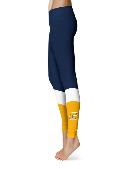 Tennessee Chattanooga MOCS Vive La Fete Game Day Collegiate Ankle Color Block Women Blue Gold Yoga Leggings