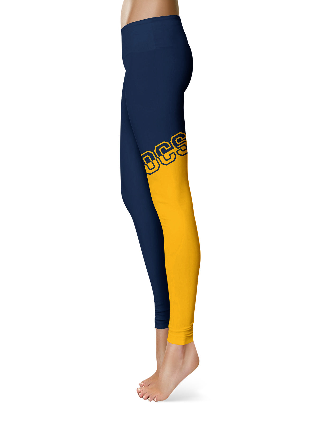 Tennessee Chattanooga MOCS Vive La Fete Game Day Collegiate Leg Color Block Women Navy Gold Yoga Leggings