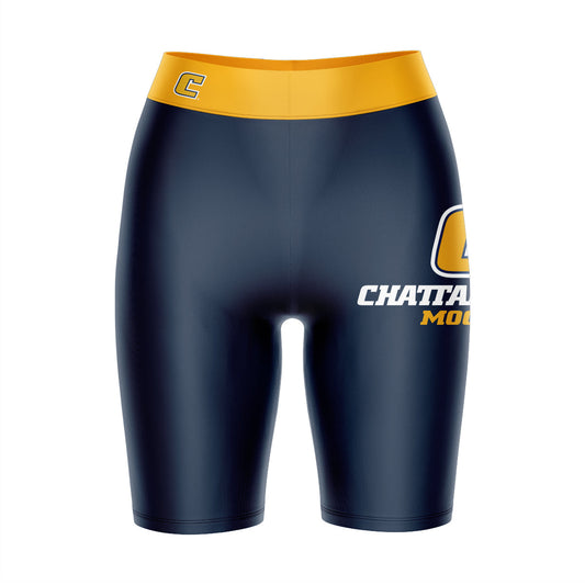 Tennessee Chattanooga Mocs Vive La Fete Game Day Logo on Thigh and Waistband Blue and Gold Women Bike Short 9 Inseam