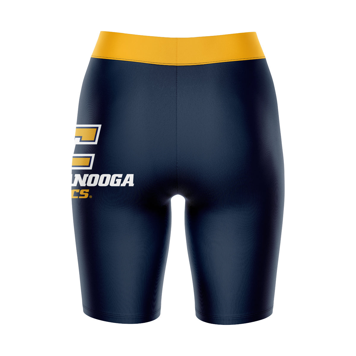 Tennessee Chattanooga Mocs Vive La Fete Game Day Logo on Thigh and Waistband Blue and Gold Women Bike Short 9 Inseam