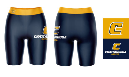 Tennessee Chattanooga Mocs Vive La Fete Game Day Logo on Thigh and Waistband Blue and Gold Women Bike Short 9 Inseam