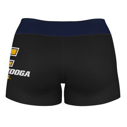 Tennessee Chattanooga Mocs Vive La Fete Logo on Thigh & Waistband Black & Blue Women Yoga Booty Workout Shorts 3.75 Inse - Vive La F̻te - Online Apparel Store