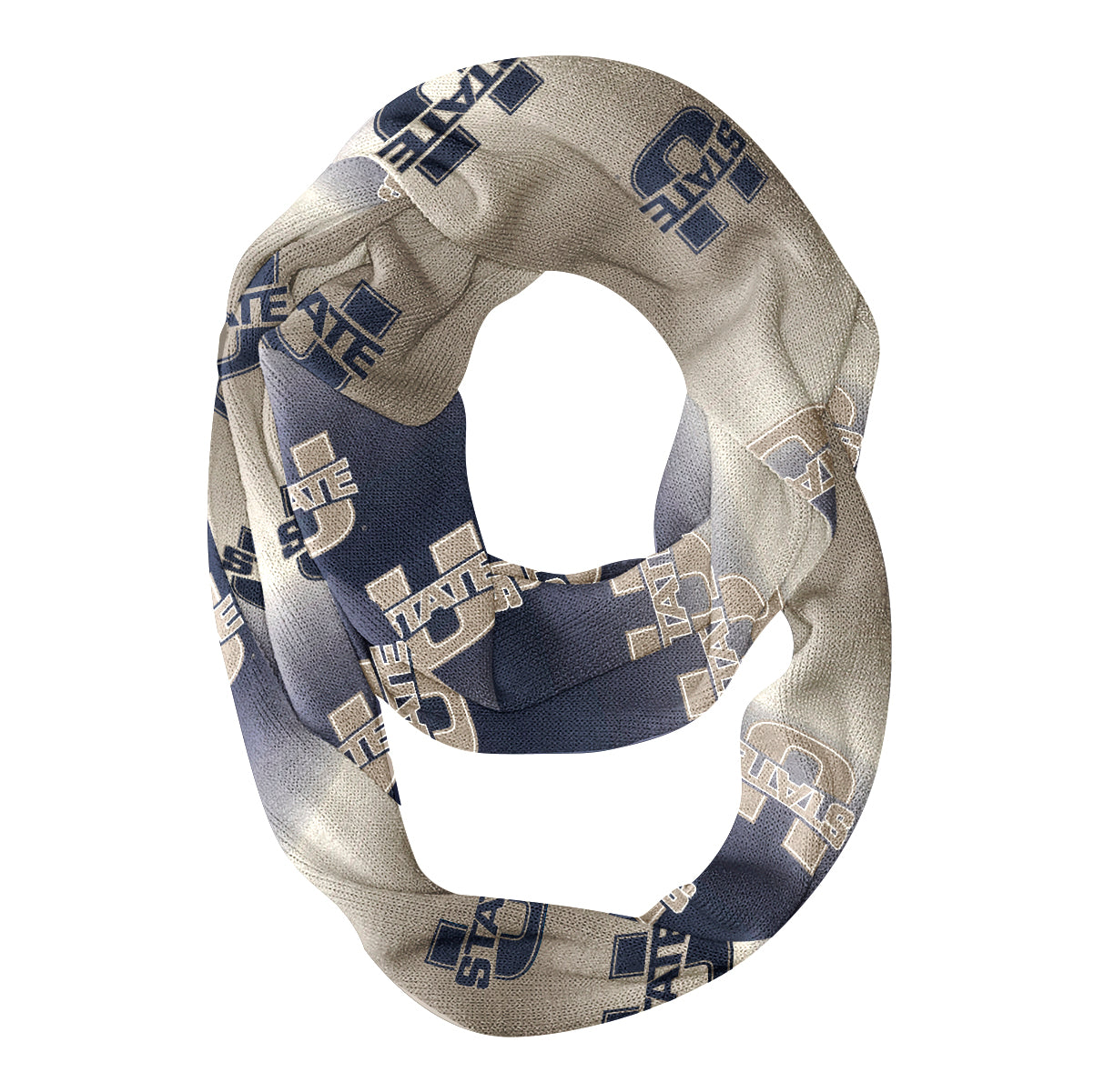 Utah State Aggies Vive La Fete All Over Logo Game Day Collegiate Women Ultra Soft Knit Infinity Scarf