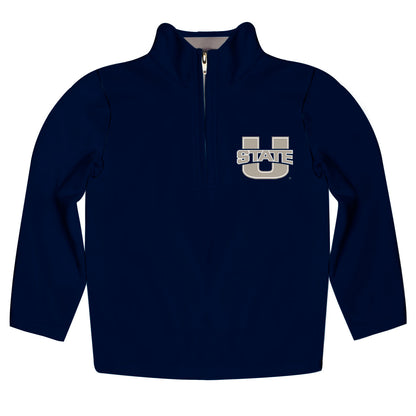 Utah State Aggies Game Day Solid Gray Quarter Zip Pullover for Infants Toddlers by Vive La Fete