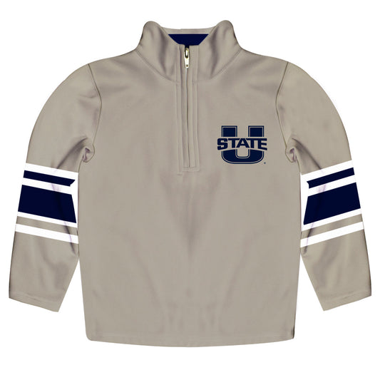 Utah State Aggies Game Day Gray Quarter Zip Pullover for Infants Toddlers by Vive La Fete