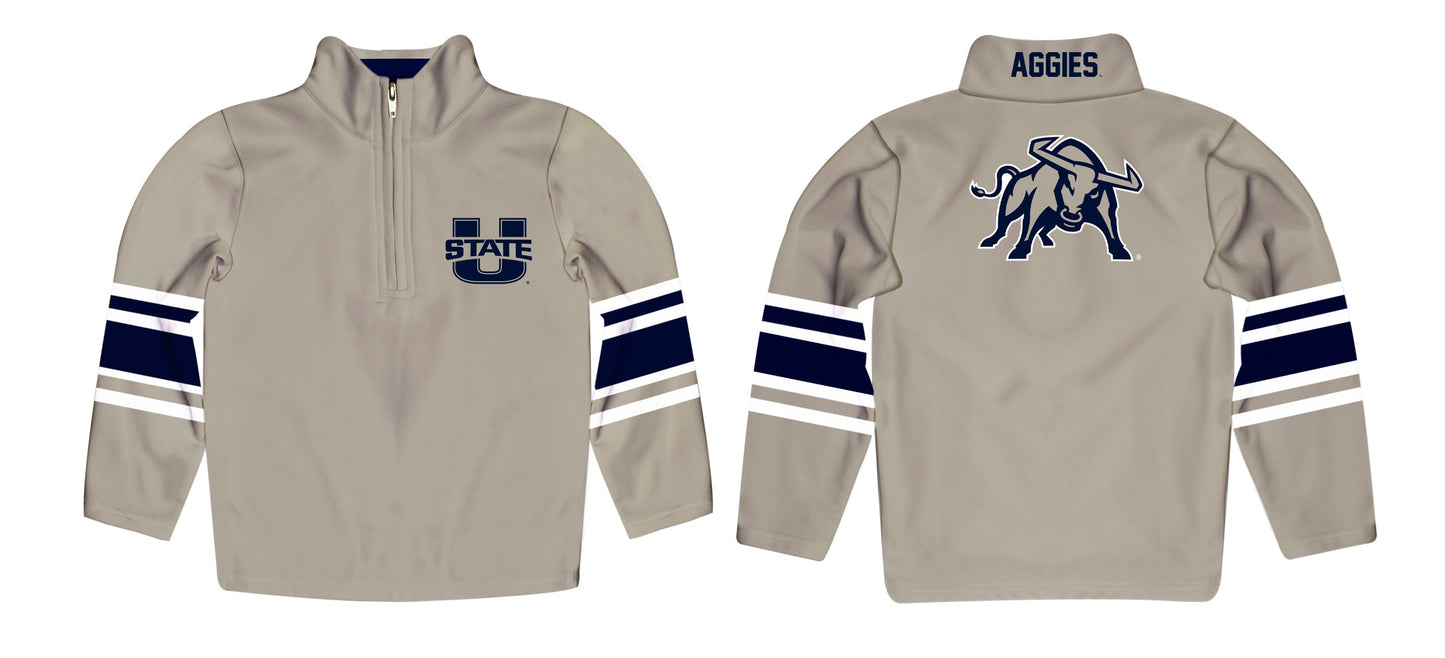 Utah State Aggies Game Day Gray Quarter Zip Pullover for Infants Toddlers by Vive La Fete