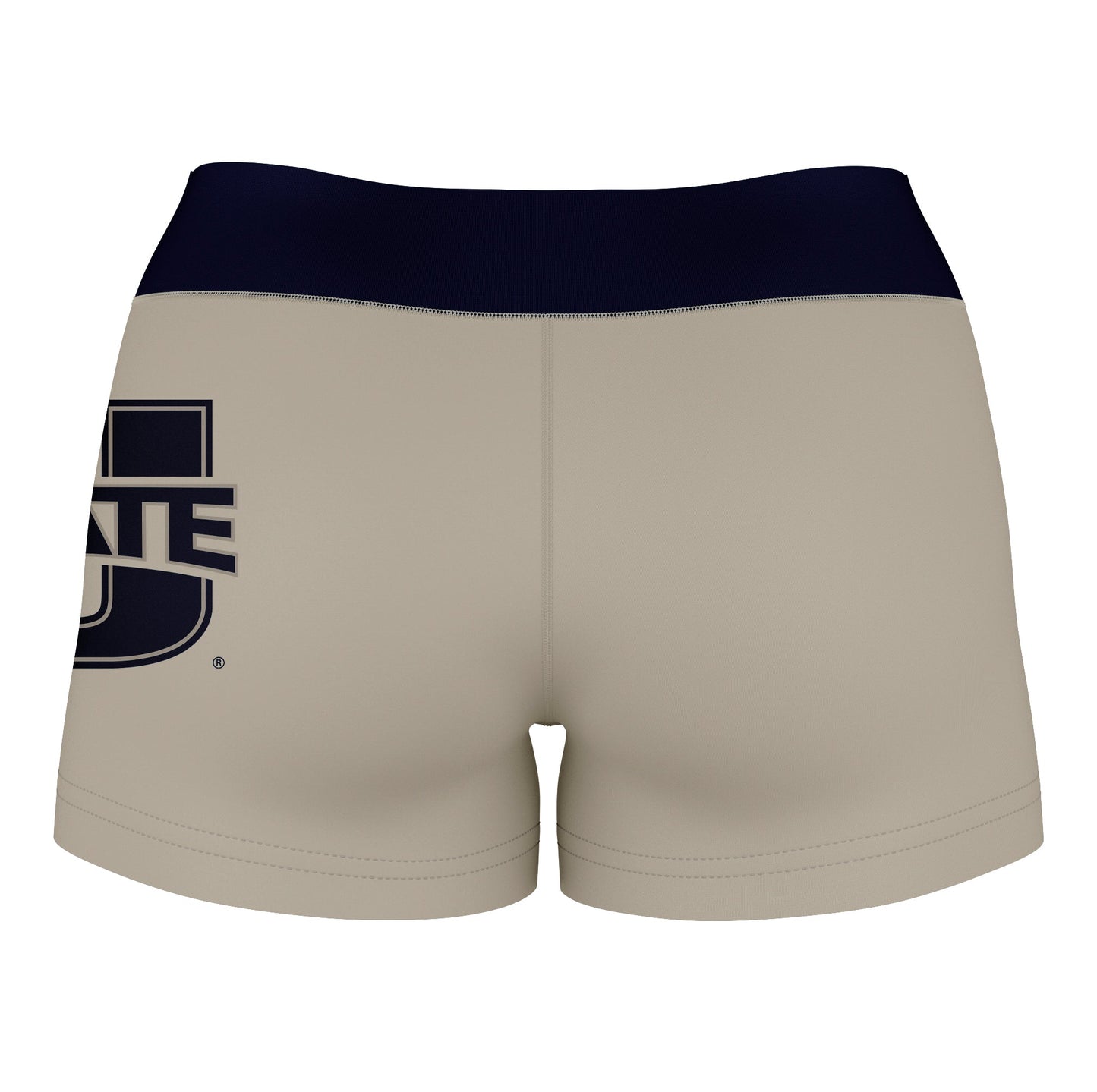 Utah State Aggies Vive La Fete Logo on Thigh & Waistband Gray Blue Women Yoga Booty Workout Shorts 3.75 Inseam - Vive La F̻te - Online Apparel Store