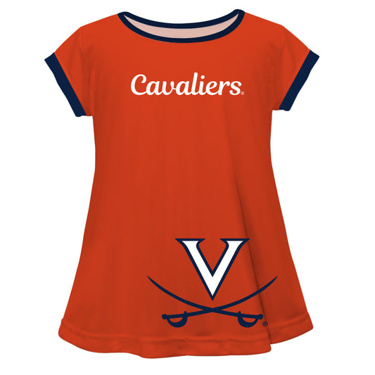 Virginia Cavaliers Big Logo Orange Short Sleeve Girls Laurie Top by Vive La Fete