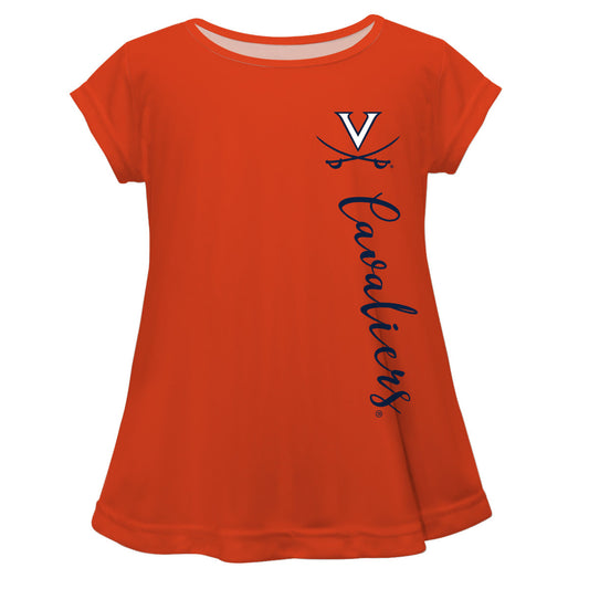 Virginia Cavaliers Orange Solid Short Sleeve Girls Laurie Top by Vive La Fete