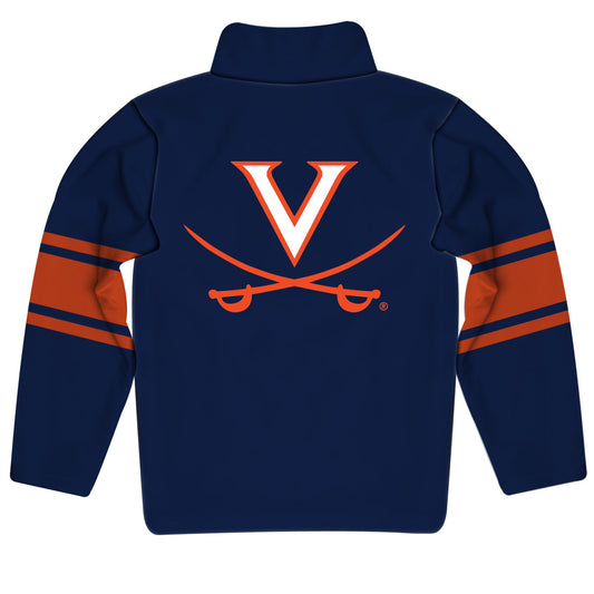Mouseover Image, Virginia Cavaliers Stripes Navy Long Sleeve Quarter Zip Sweatshirt by Vive La Fete