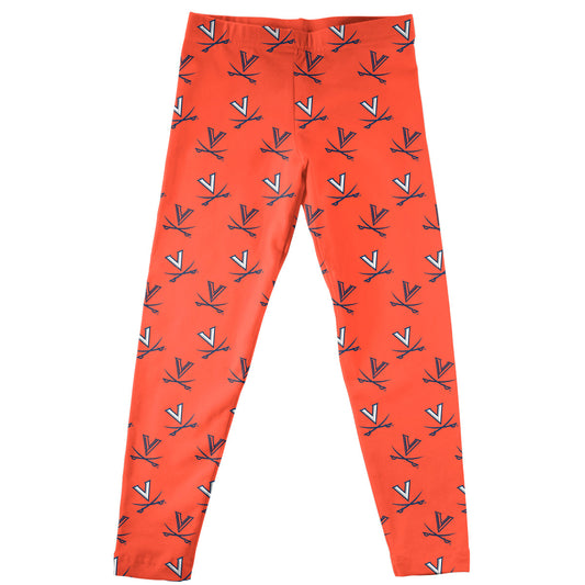 Virginia Cavaliers Girls Game Day Classic Play Orange Leggings Tights