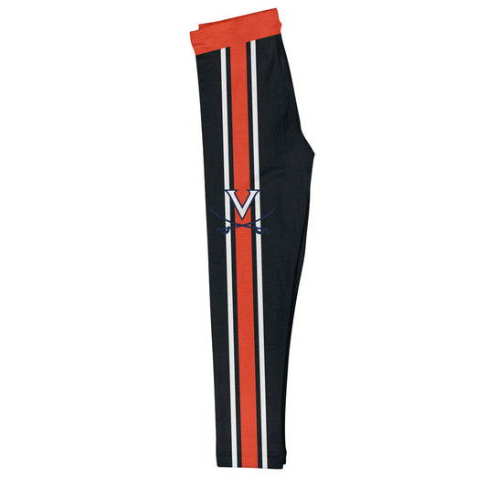 Virginia Cavaliers Orange Waist Orange And White Stripes Black Leggings