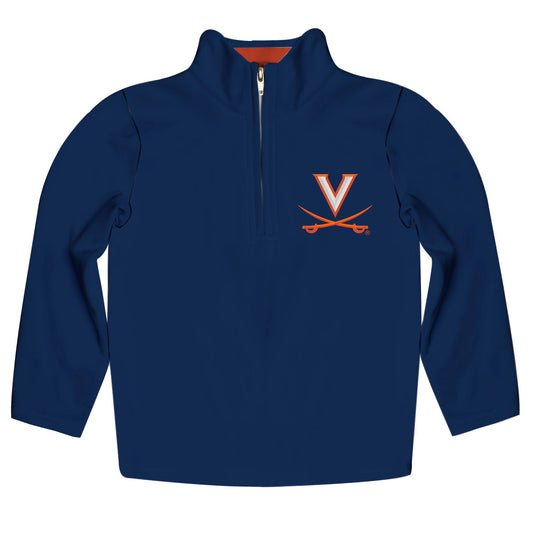 Virginia Cavaliers UVA  Game Day Navy Quarter Zip Pullover Solid on for Infants Toddlers by Vive La Fete