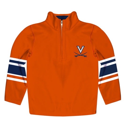Mouseover Image, Virginia Cavaliers UVA  Game Day Orange Quarter Zip Pullover for Infants Toddlers by Vive La Fete