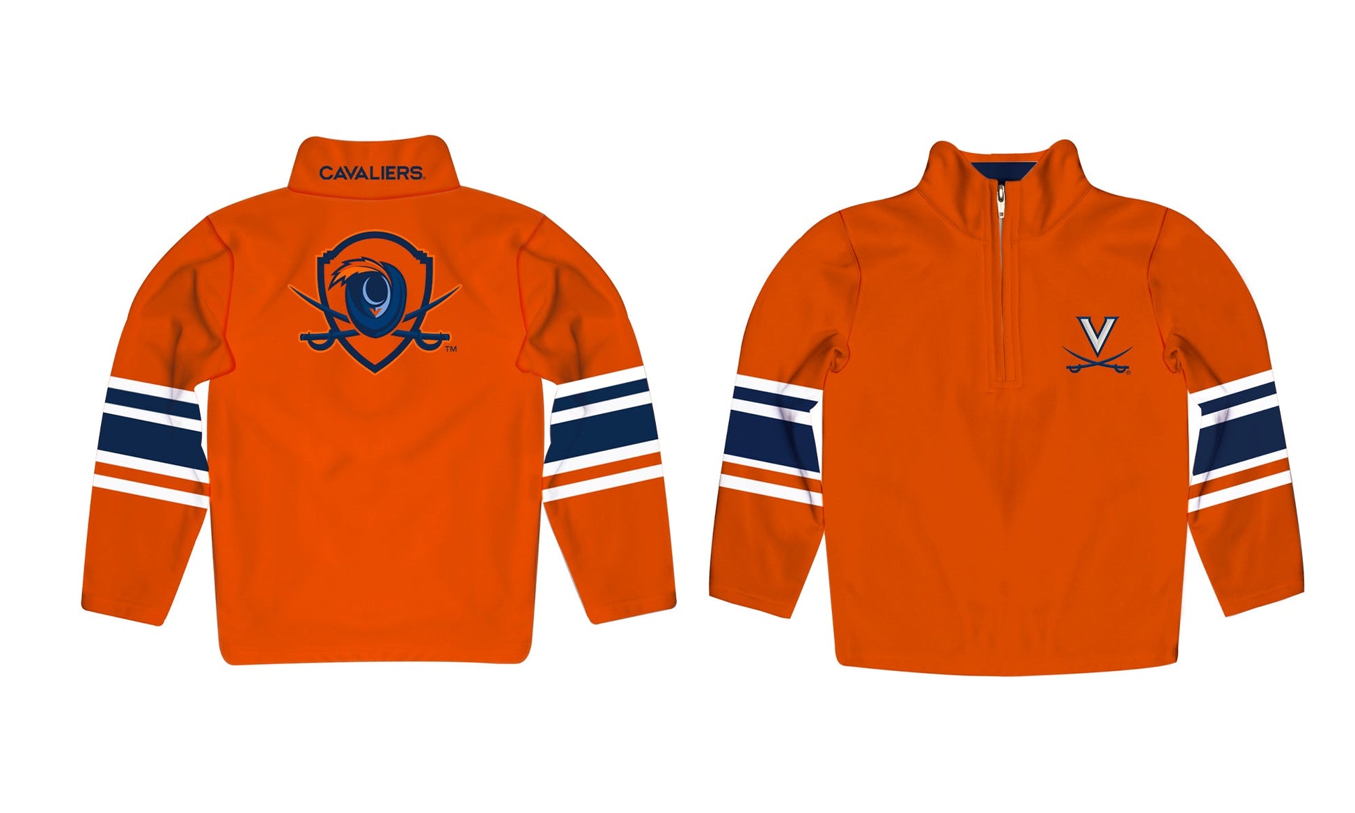 Virginia Cavaliers UVA  Game Day Orange Quarter Zip Pullover for Infants Toddlers by Vive La Fete