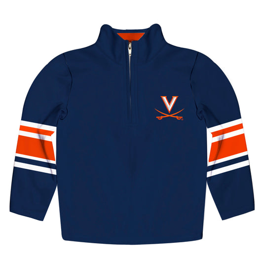 UVA Cavaliers Game Day Blue Quarter Zip Pullover for Infants Toddlers by Vive La Fete