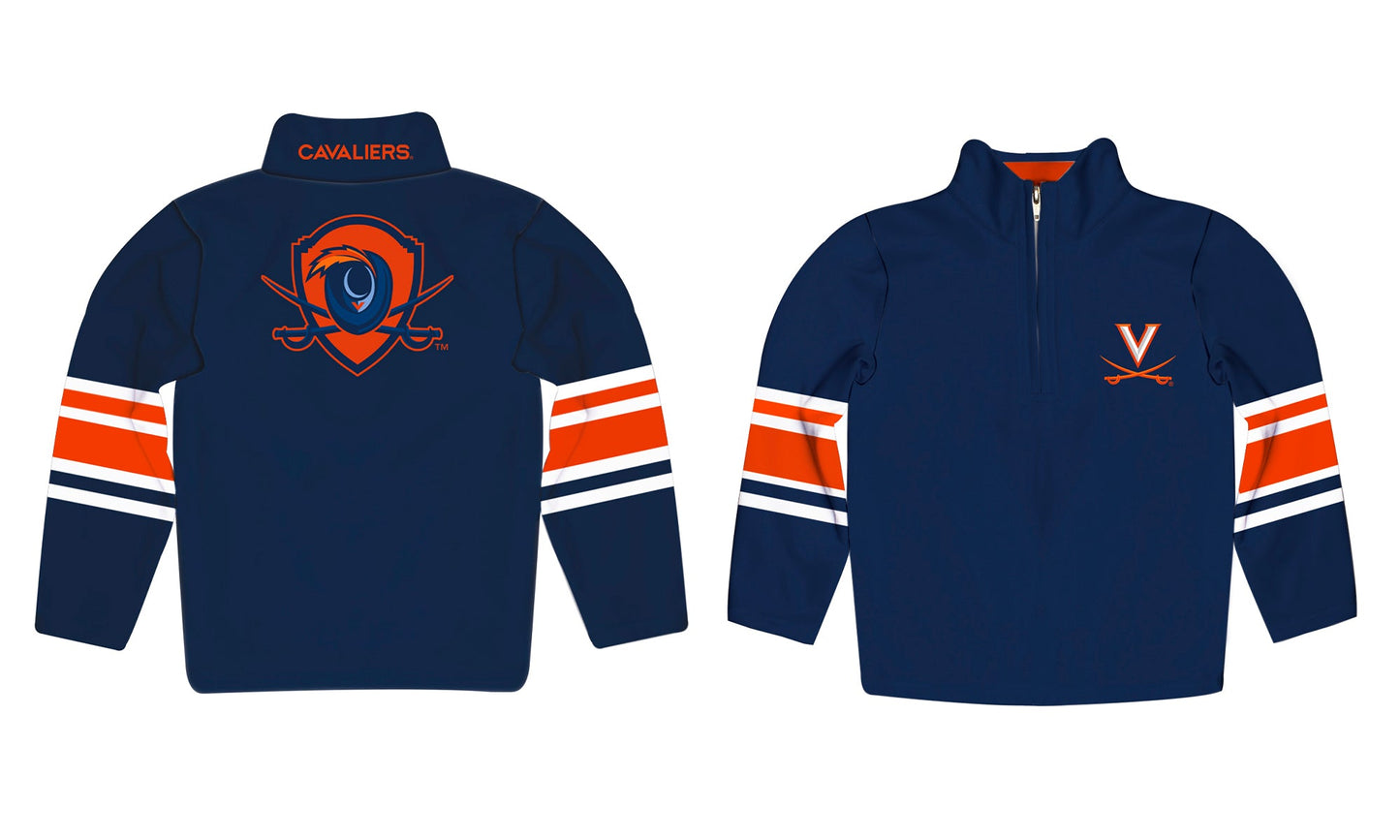 UVA Cavaliers Game Day Blue Quarter Zip Pullover for Infants Toddlers by Vive La Fete
