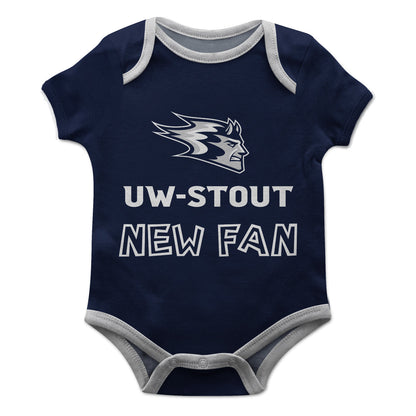 UW Wisconsing Stout Blue Devils Infant Game Day Navy Short Sleeve One Piece Jumpsuit by Vive La Fete