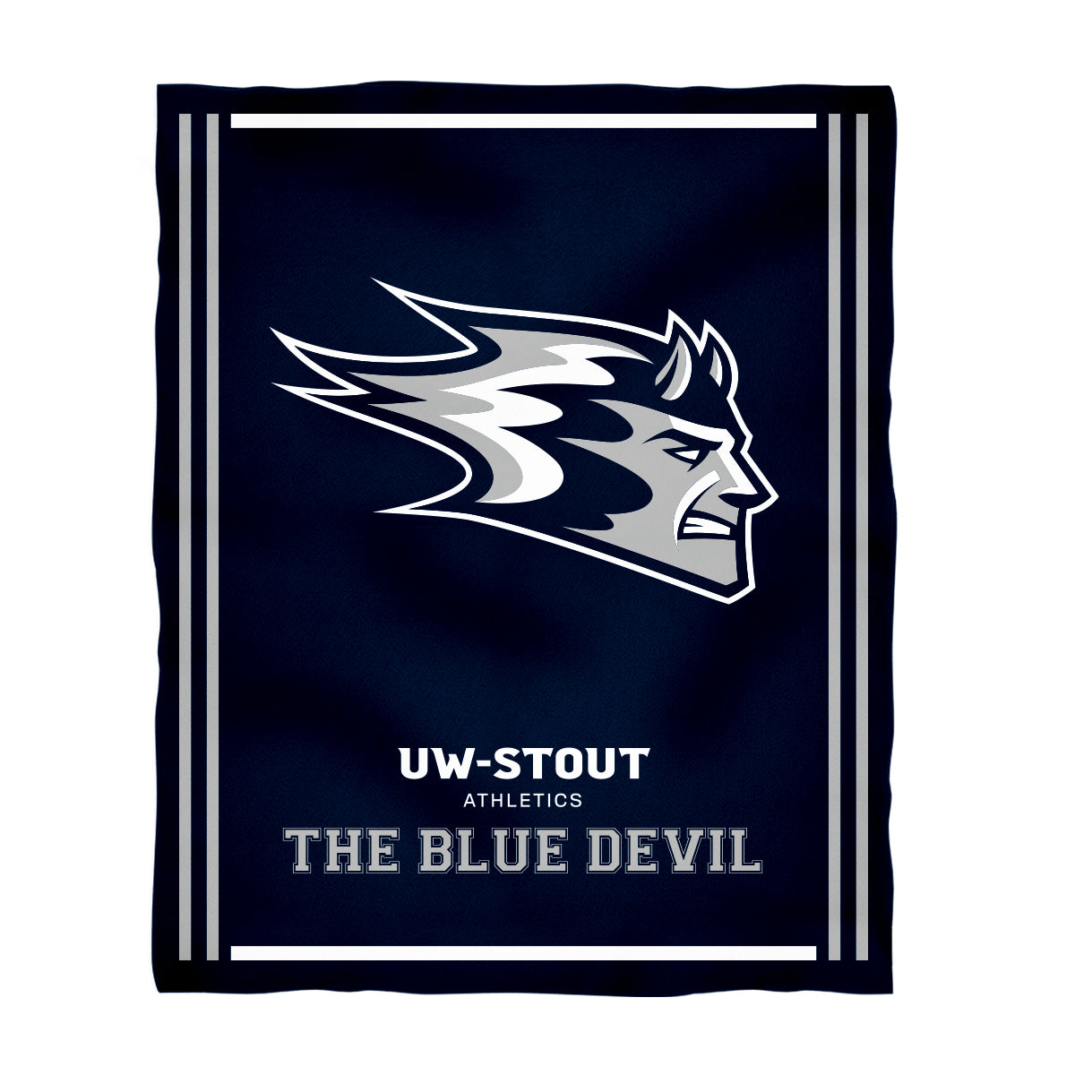 UW Wisconsing Stout Blue Devils Kids Game Day Navy Plush Soft Minky Blanket 36 x 48 Mascot