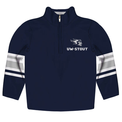 UW Wisconsin Stout Blue Devils Game Day Navy Quarter Zip Pullover for Infants Toddlers by Vive La Fete