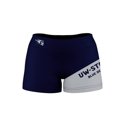 Wisconsin Stout Blue Devils UW Vive La Fete Game Day Collegiate Leg Color Block Women Navy Gray Optimum Yoga Short