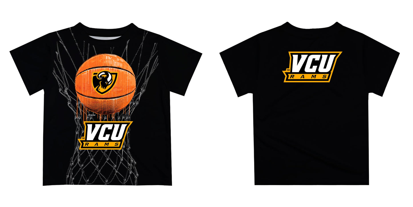 VCU Rams Virginia Commonwealth U Original Dripping Basketball Black T-Shirt by Vive La Fete