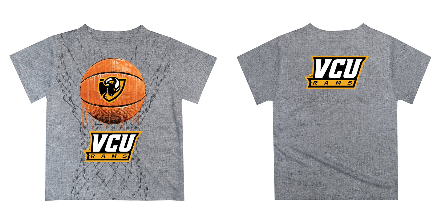 VCU Rams Virginia Commonwealth U Original Dripping Basketball Heather Gray T-Shirt by Vive La Fete