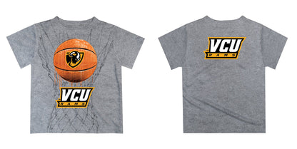 VCU Rams Virginia Commonwealth U Original Dripping Basketball Heather Gray T-Shirt by Vive La Fete