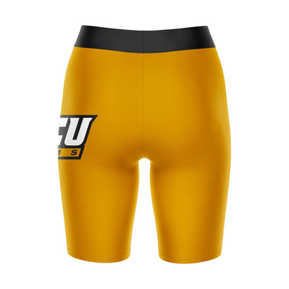 VCU Rams Virginia Commonwealth Vive La Fete Game Day Logo on Thigh and Waistband Gold & Black Women Bike Short 9 Inseam