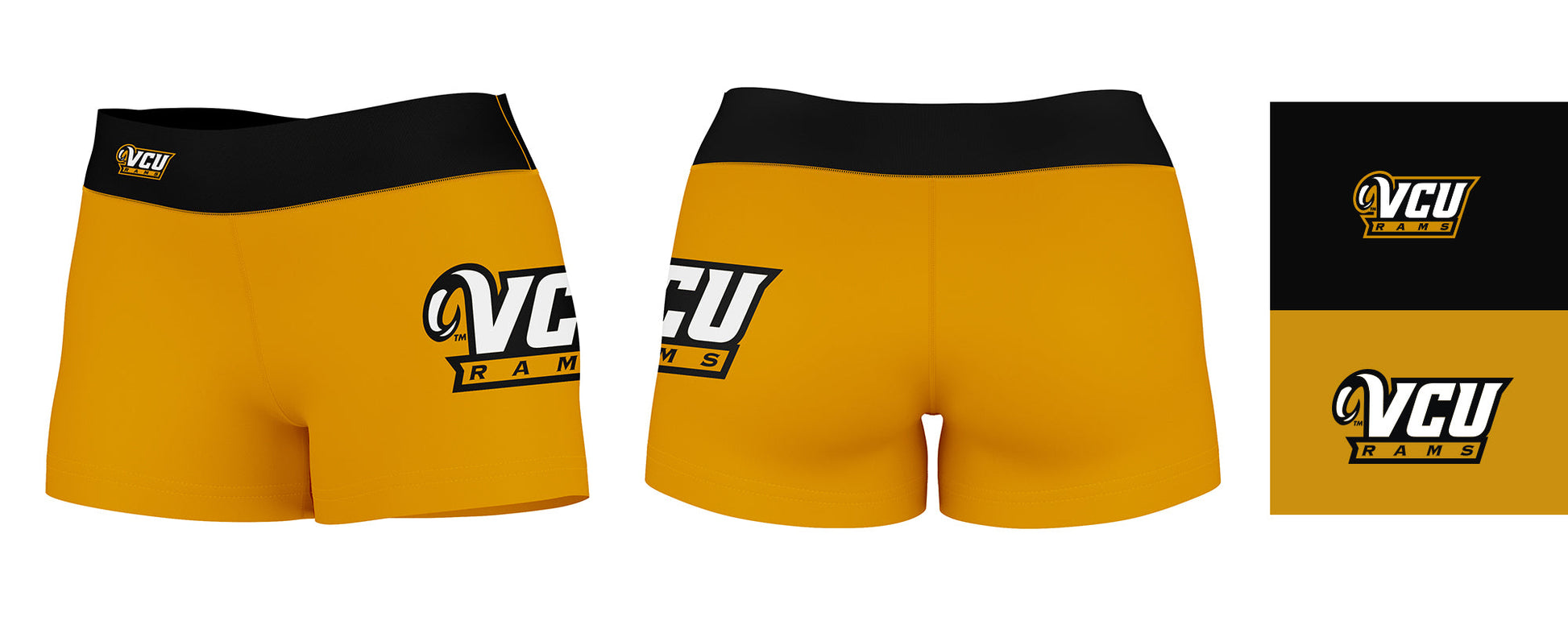 VCU Rams Virginia Commonwealth Logo on Thigh & Waistband Maroon Gold Black Yoga Booty Workout Shorts 3.75 Inseam - Vive La F̻te - Online Apparel Store