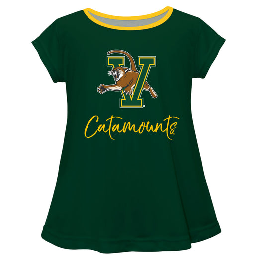 Vermont Catamounts Girls Game Day Short Sleeve Green Laurie Top by Vive La Fete