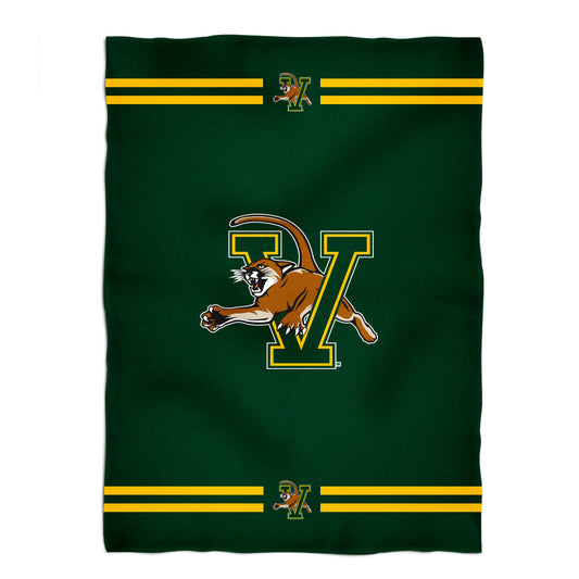 Vermont Catamounts Game Day Soft Premium Fleece Green Throw Blanket 40 x 58 Logo and Stripes