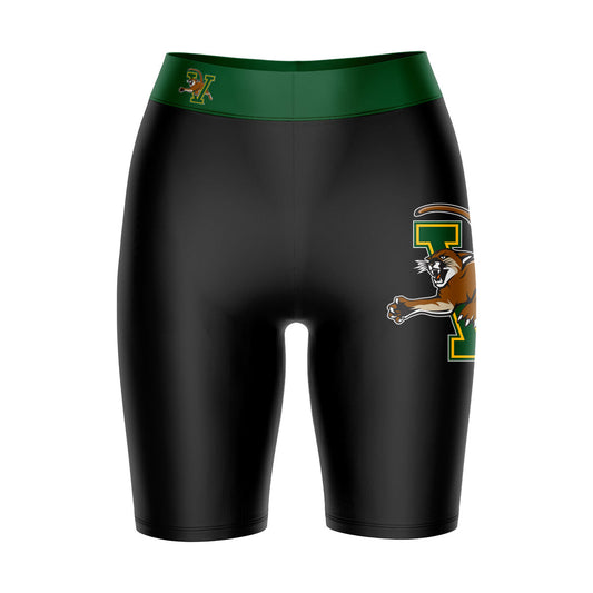 Vermont Catamounts Vive La Fete Game Day Logo on Thigh and Waistband Black and Green Women Bike Short 9 Inseam"
