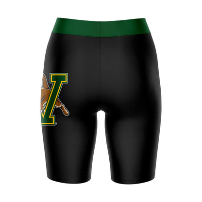 Vermont Catamounts Vive La Fete Game Day Logo on Thigh and Waistband Black and Green Women Bike Short 9 Inseam"