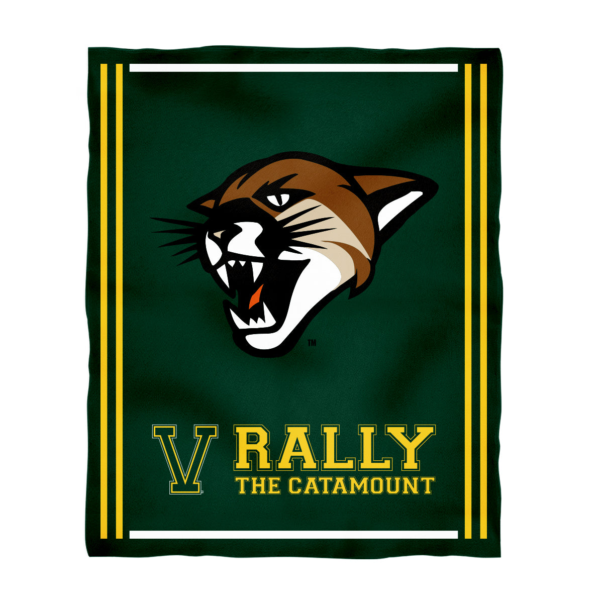 Vermont Catamounts Kids Game Day Green Plush Soft Minky Blanket 36 x 48 Mascot