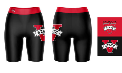 Valdosta Blazers Vive La Fete Game Day Logo on Thigh and Waistband Black and Red Women Bike Short 9 Inseam"