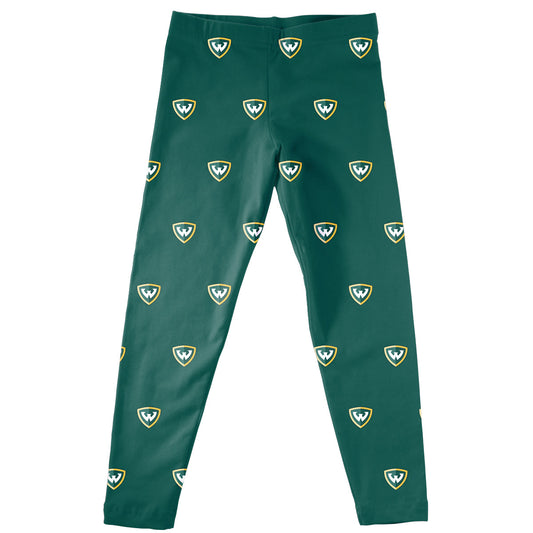 Wayne State Warriors Girls Game Day Classic Play Green Leggings Tights