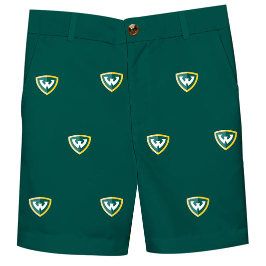 Wayne State University Warriors Boys Game Day Green Structured Shorts