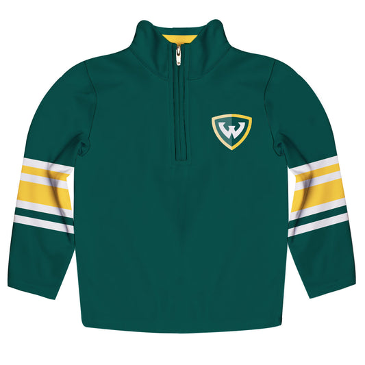 Wayne State University Warriors Game Day Green Quarter Zip Pullover for Infants Toddlers by Vive La Fete