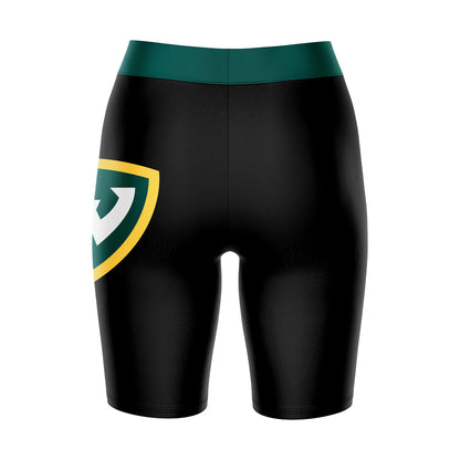 Wayne State Warriors Vive La Fete Game Day Logo on Thigh and Waistband Black and Green Women Bike Short 9 Inseam