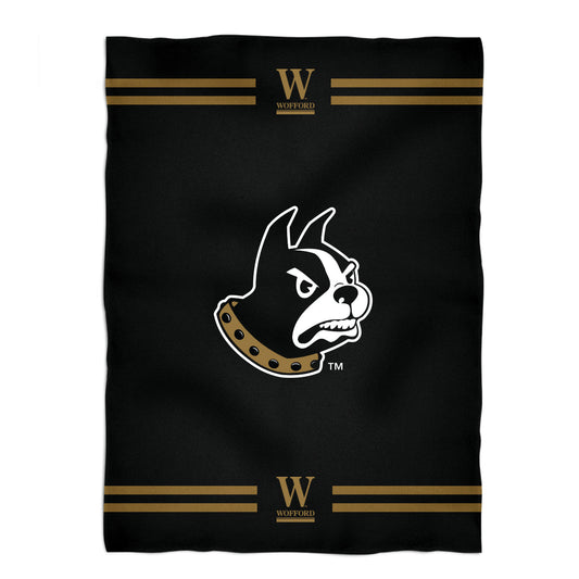 Wofford Terriers Game Day Soft Premium Fleece Black Throw Blanket 40 x 58 Logo and Stripes