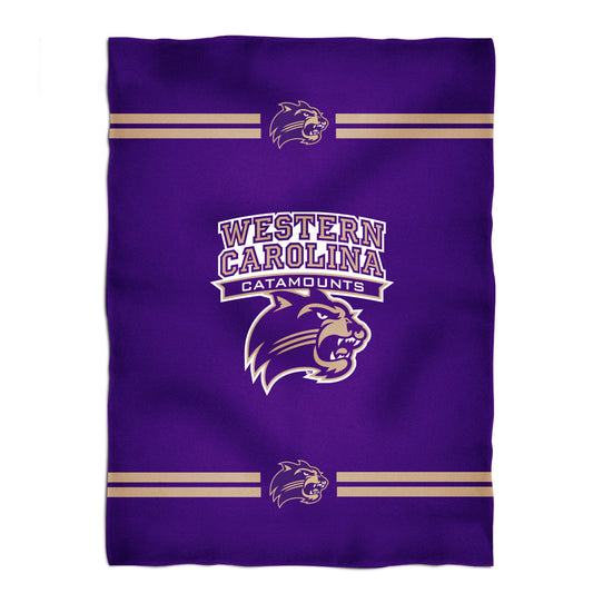 Western Carolina Catamounts Game Day Soft Premium Fleece Purple Throw Blanket 40 x 58 Logo and Stripes